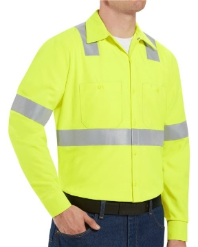 Red Kap - Men's High Visibility Safety Long Sleeve Work Shirt - SS14HV