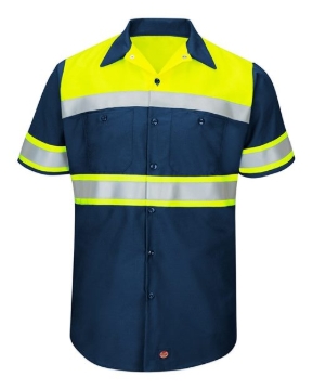 Red Kap - Men's Hi-Visibility Colorblock Ripstop Short Sleeve Work Shirt - SY80