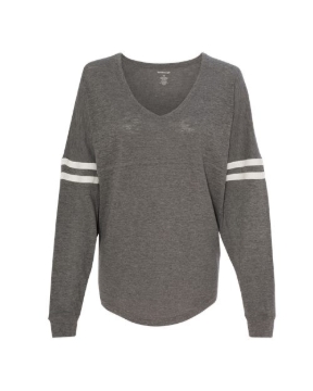 Boxercraft - Women’s Slub Jersey Varsitee V-Neck Long Sleeve T-Shirt - T17