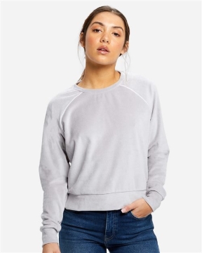 US Blanks - Women's Velour Cropped Long Sleeve Pullover Top - US538