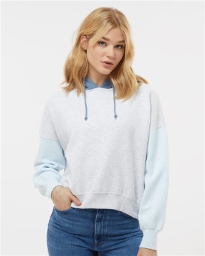 MV Sport - Women's Sueded Fleece Colorblocked Crop Hooded Sweatshirt - W23716