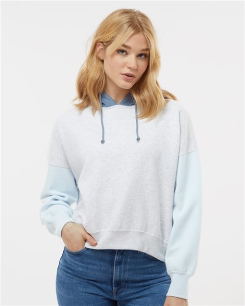 MV Sport - Women's Sueded Fleece Colorblocked Crop Hooded Sweatshirt - W23716